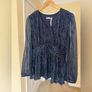 Grace Karin Shimmering Navy Blouse